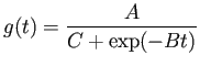 $\displaystyle g(t) = \frac{ A }{ C + \exp(-Bt)} $