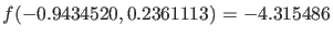$\displaystyle f( -0.9434520,0.2361113) = - 4.315486 $